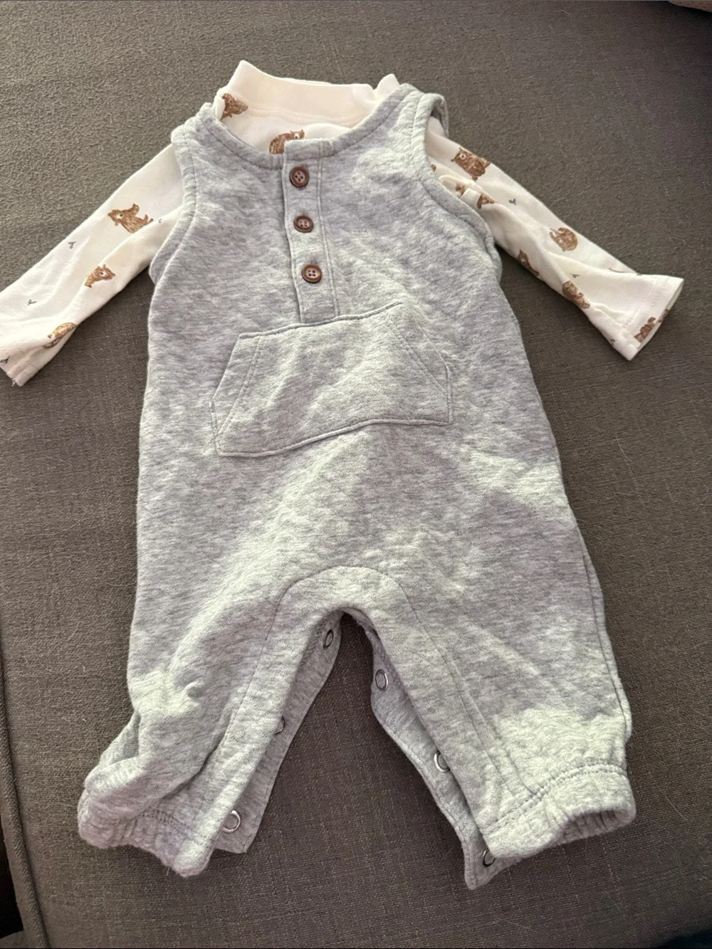 Carter's Light Heather Gray Knit Romper with Pocket